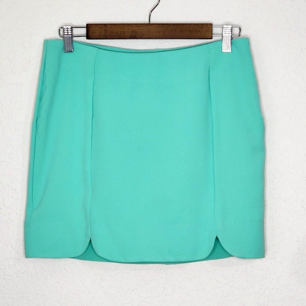 Umgee Tulip Hem Mini Skirt Mint Green/Blue Side Zipper